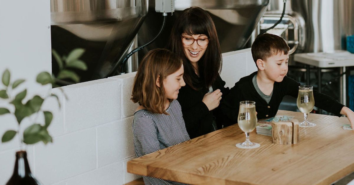 family in brewery